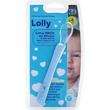 Colher De Silicone Macia Bebe Para Papinha Azul Lolly